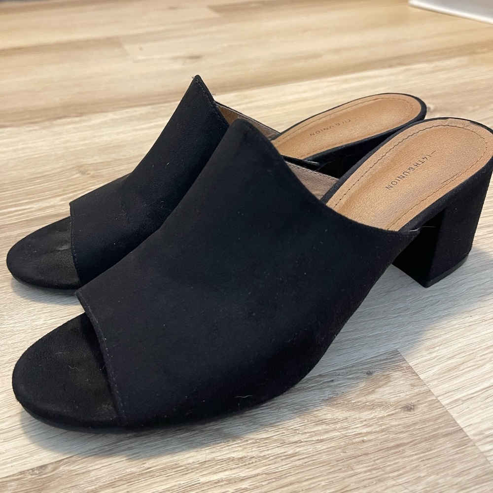 Black Suede Slide Sandals